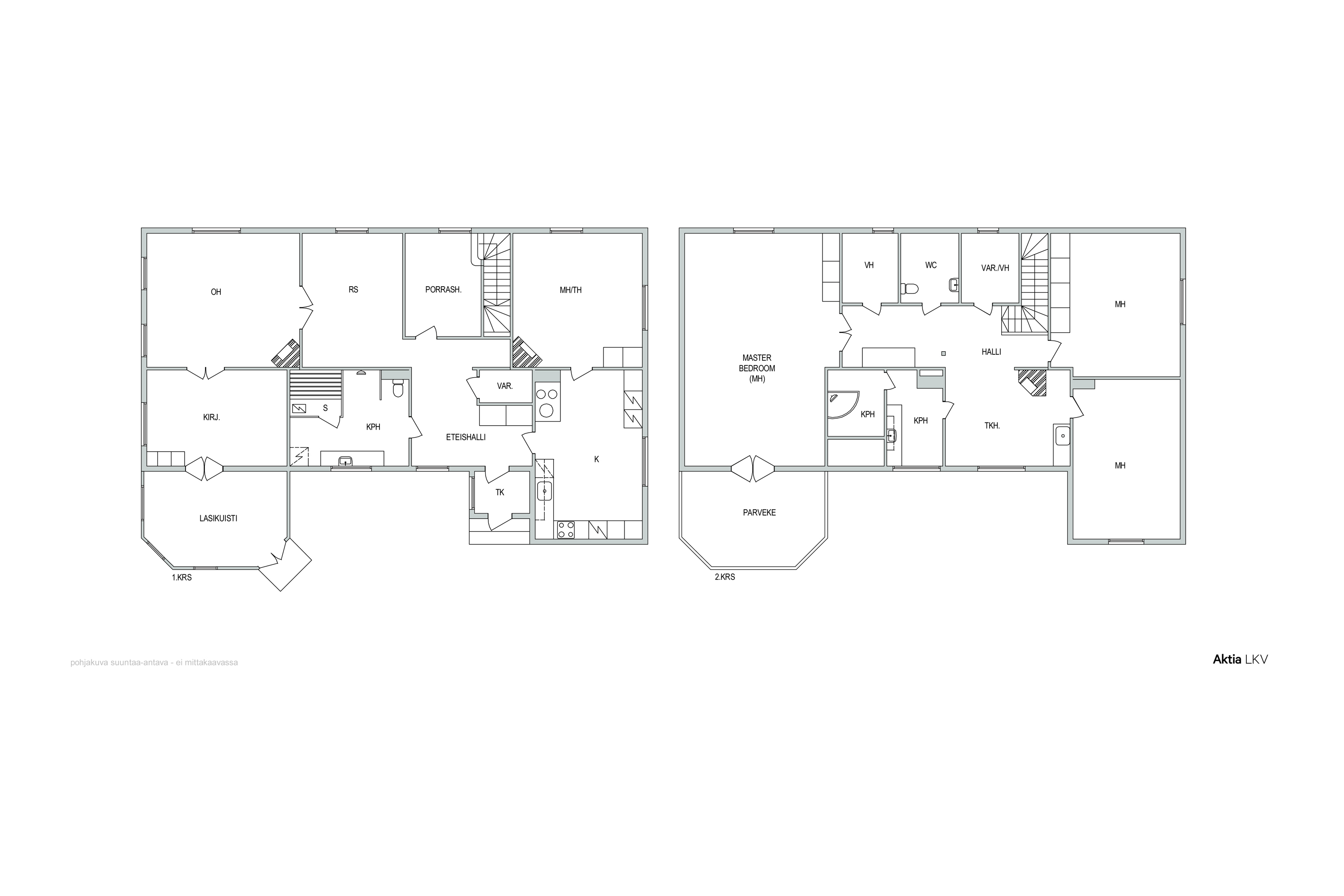 Ala- ja yläkerran pohja.