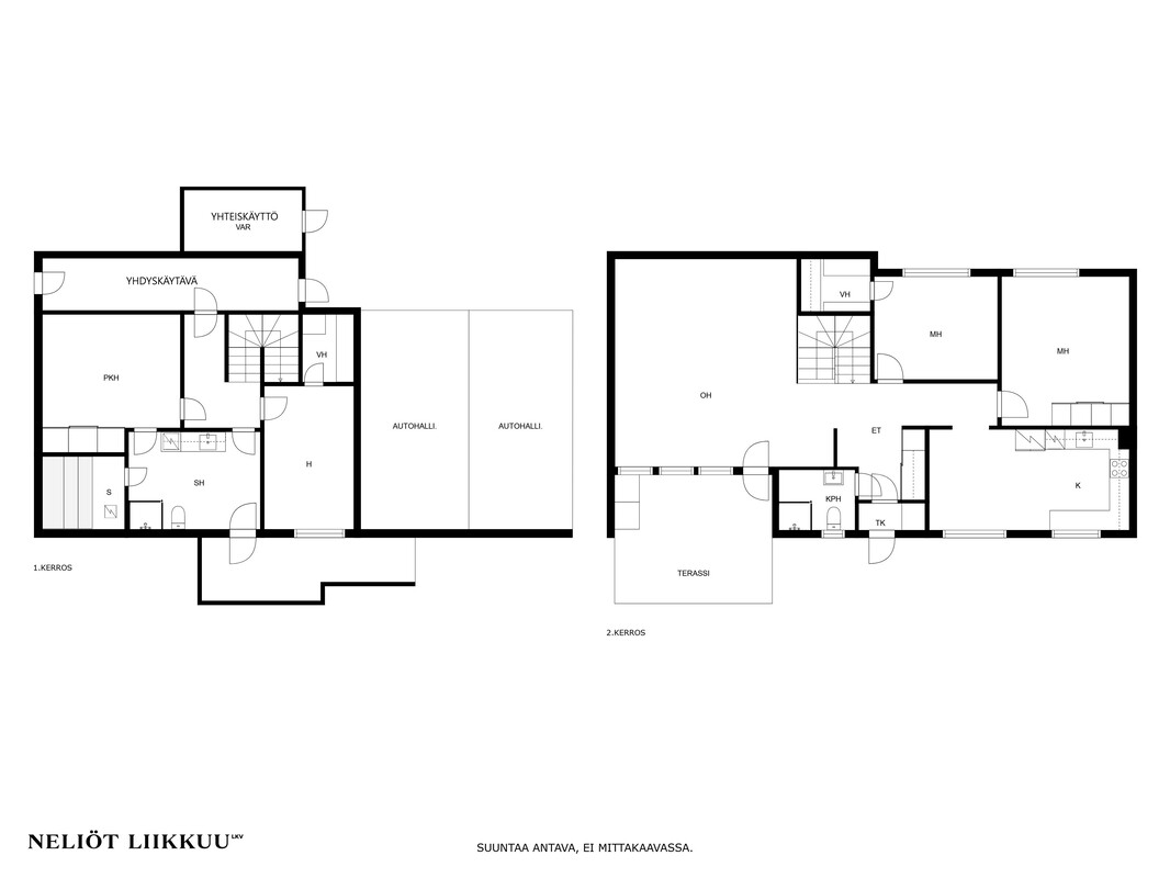 Kodin tilat kahdessa kerroksessa