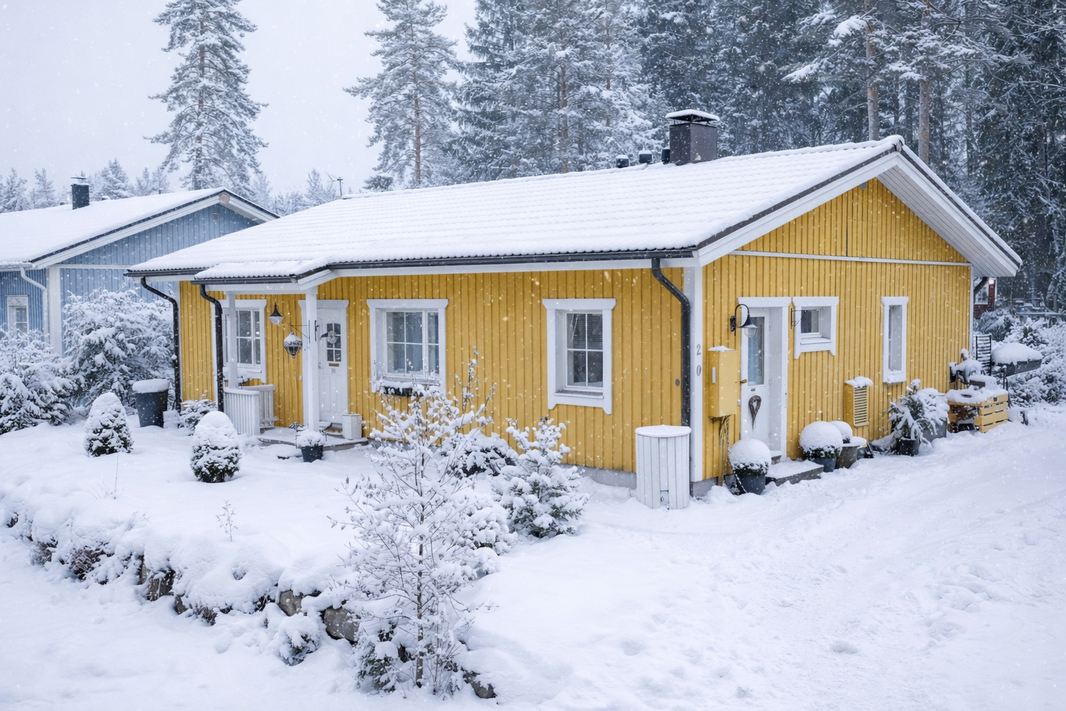 Julkisivu, autolle pihatie asvaltoitu