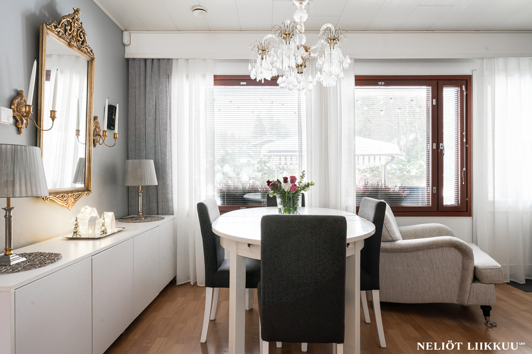 Olohuoneessa ruokailutila