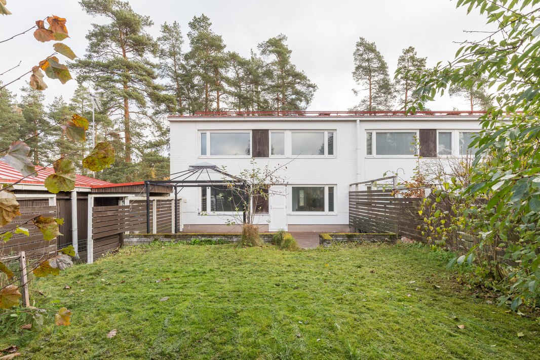 Takapiha on aidattu, osin terassia.