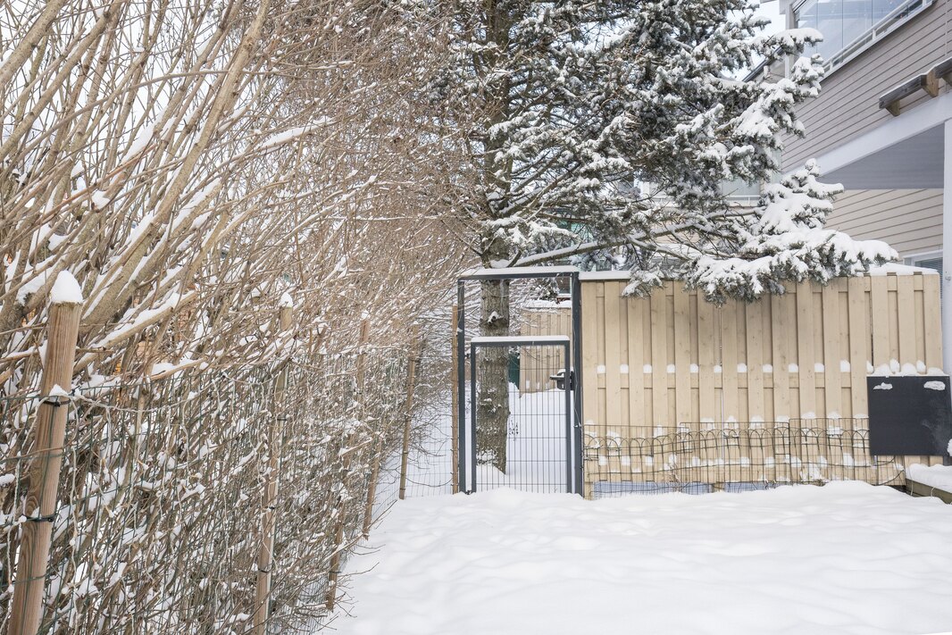Aiadatulle takapihalle on kulku myös lukollisen portin kautta.