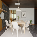 Virtuaalisesti stailattu kuva ruokailutilasta