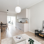 Keittiö ja olohuone yhteinäistä tilaa