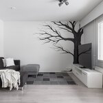 Olohuoneen puurunko-tehoste on maalattu.