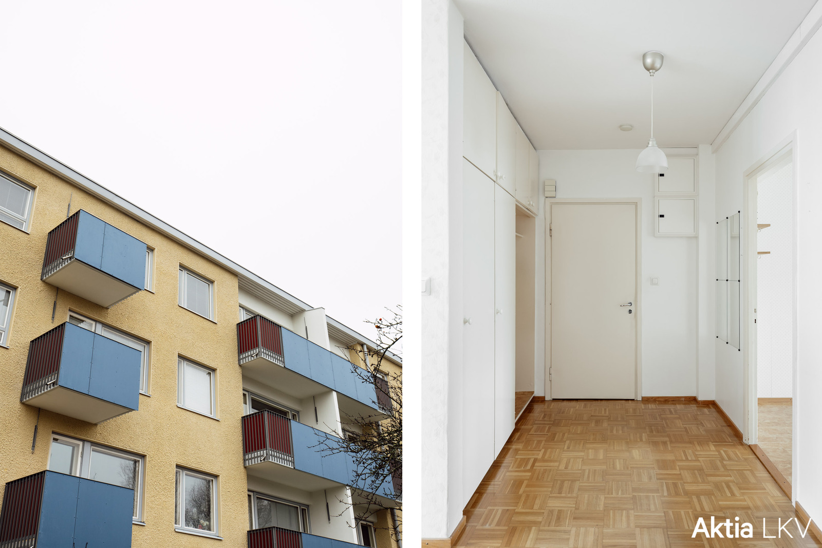 Kaunis entisöity julkisivu ja eteinen