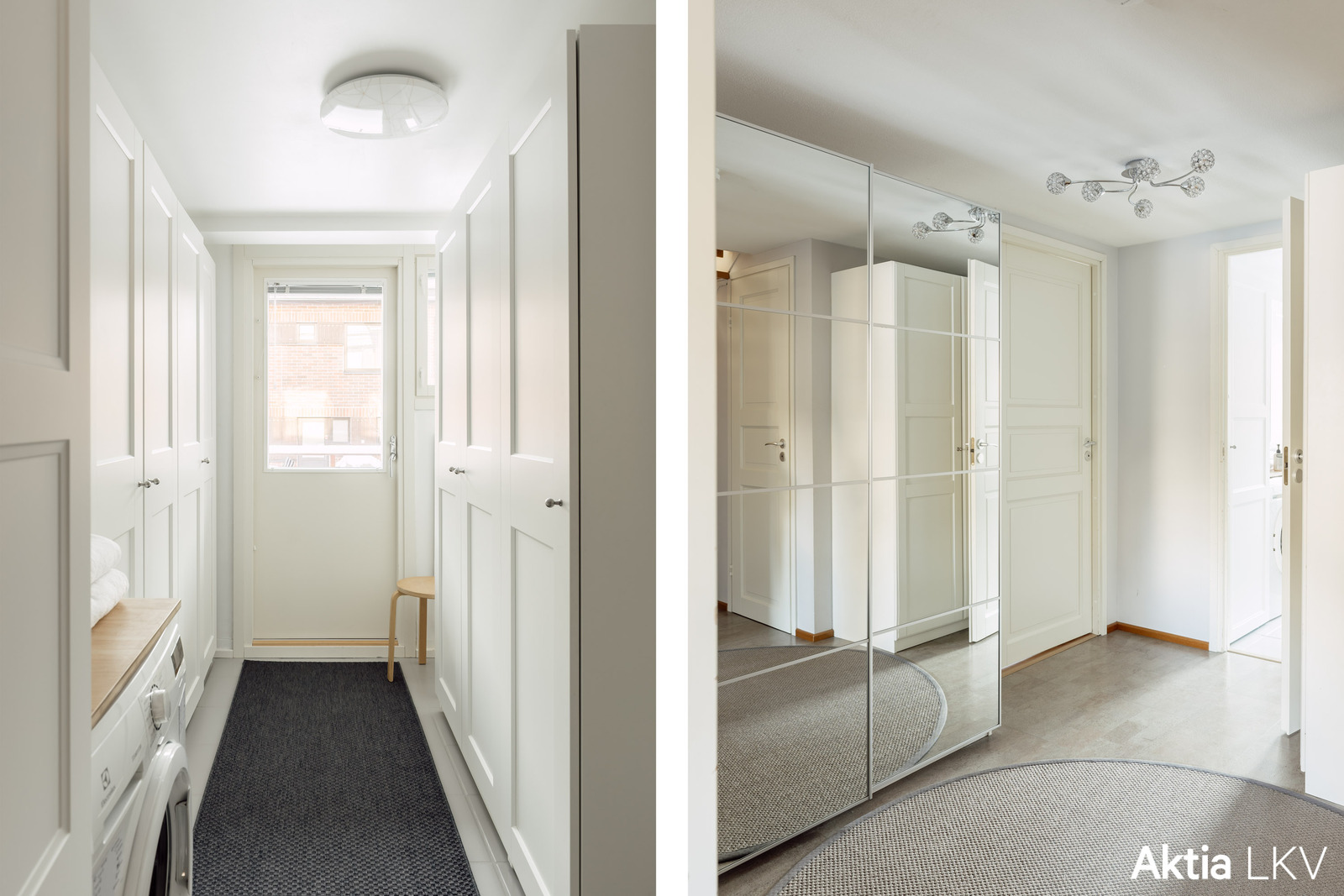 Paljon kaappitilaa kodinhoitohuoneessa