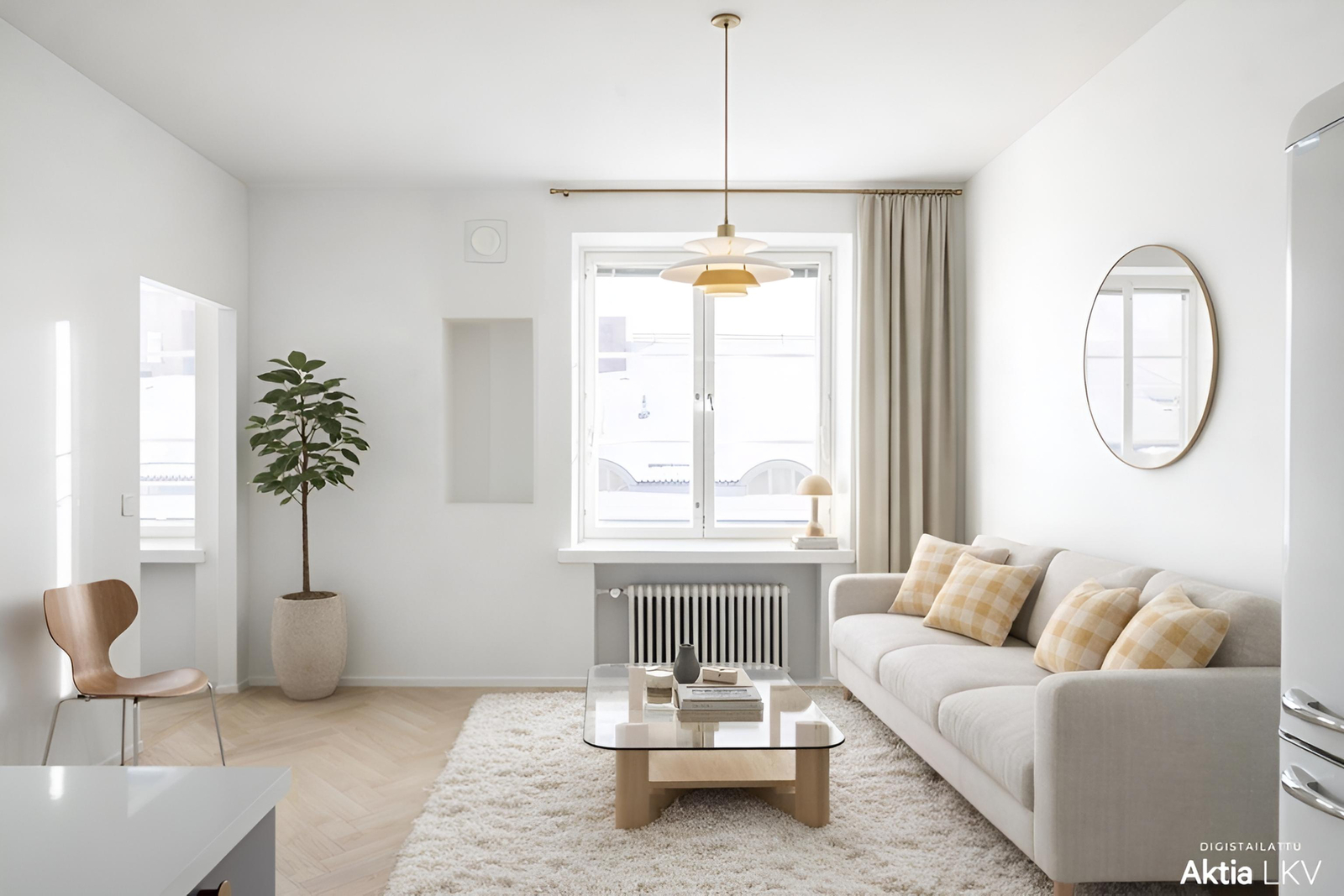 Avokeittiön yhteydessä olohuone