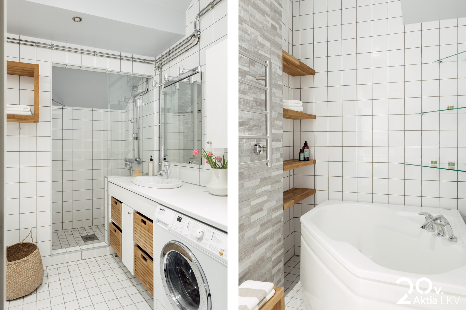 Tilava kylpyhuone, kuvat 1 ja 2.