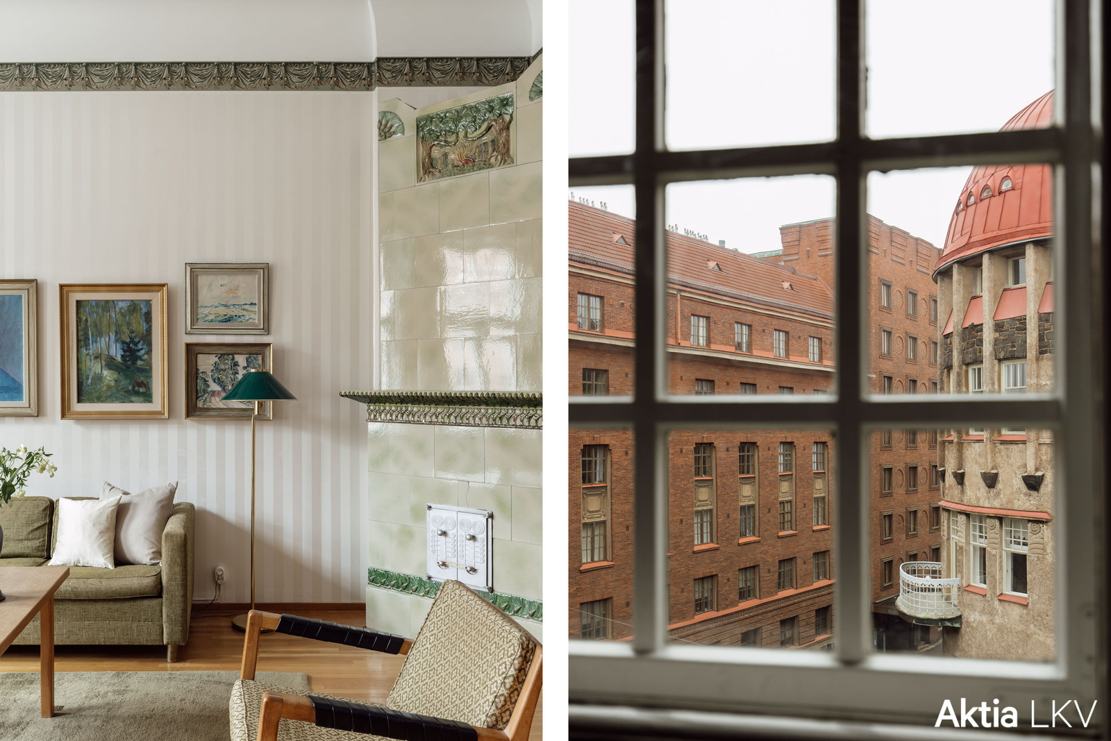 Olohuoneessa kakluuni / Näkymät olohuoneesta