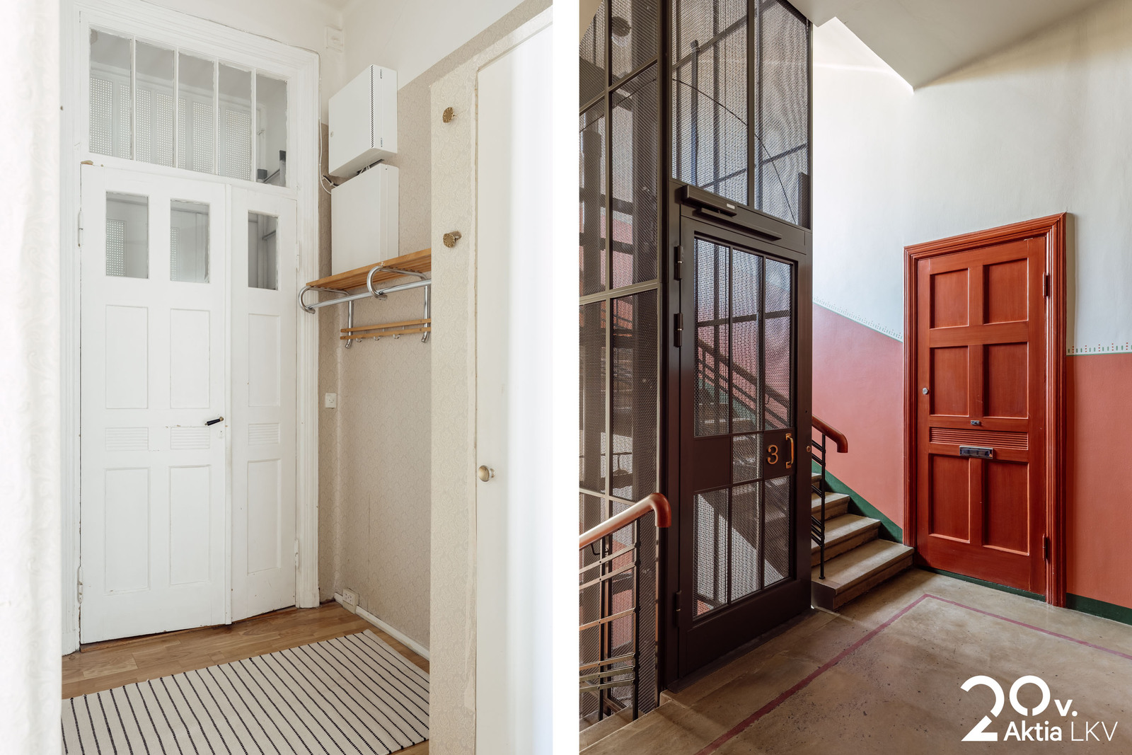 Tuplaovet, kaunis porraskäytävä