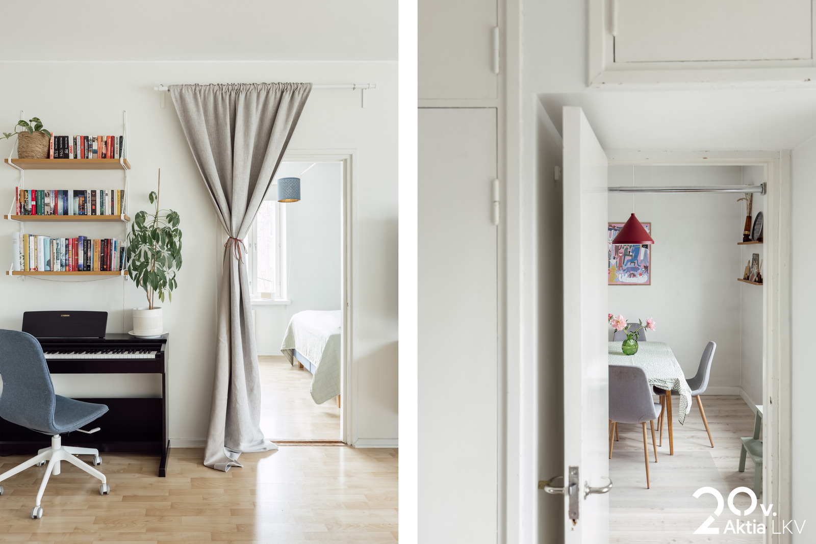 Mh oh:sta kuvattuna ja keittiö mh:sta nähtynä