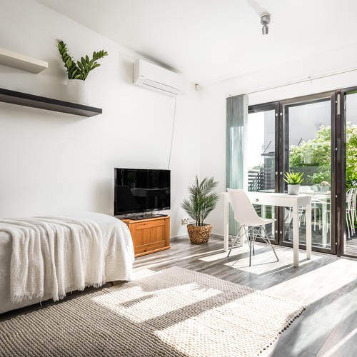 Yksiön oleskelutila