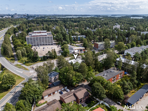 Sijainti Haukilahdessa ilmakuvaperspektiivistä