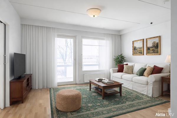 Valoisa iso olohuone