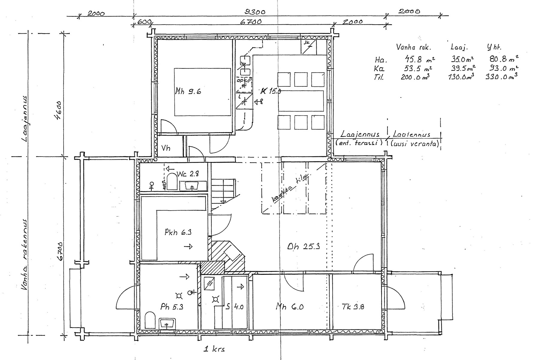 Pohjakuva loma-asunnon alakerta