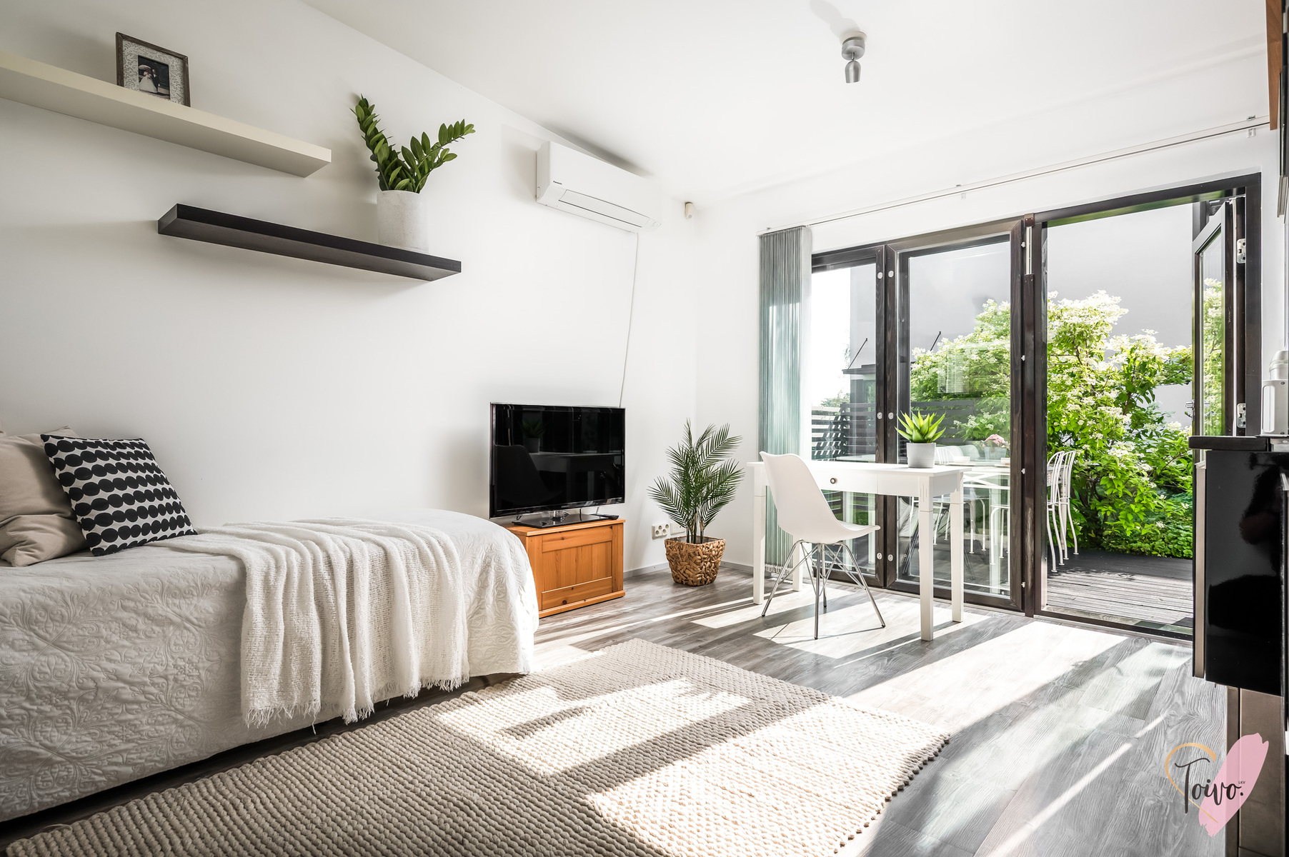 Yksiön oleskelutila