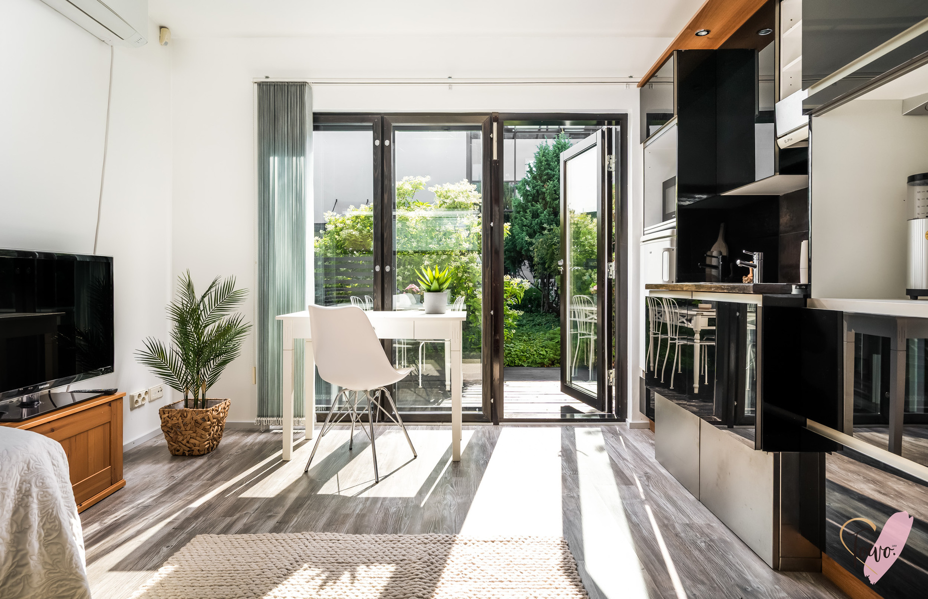 Yksiön oleskelutila