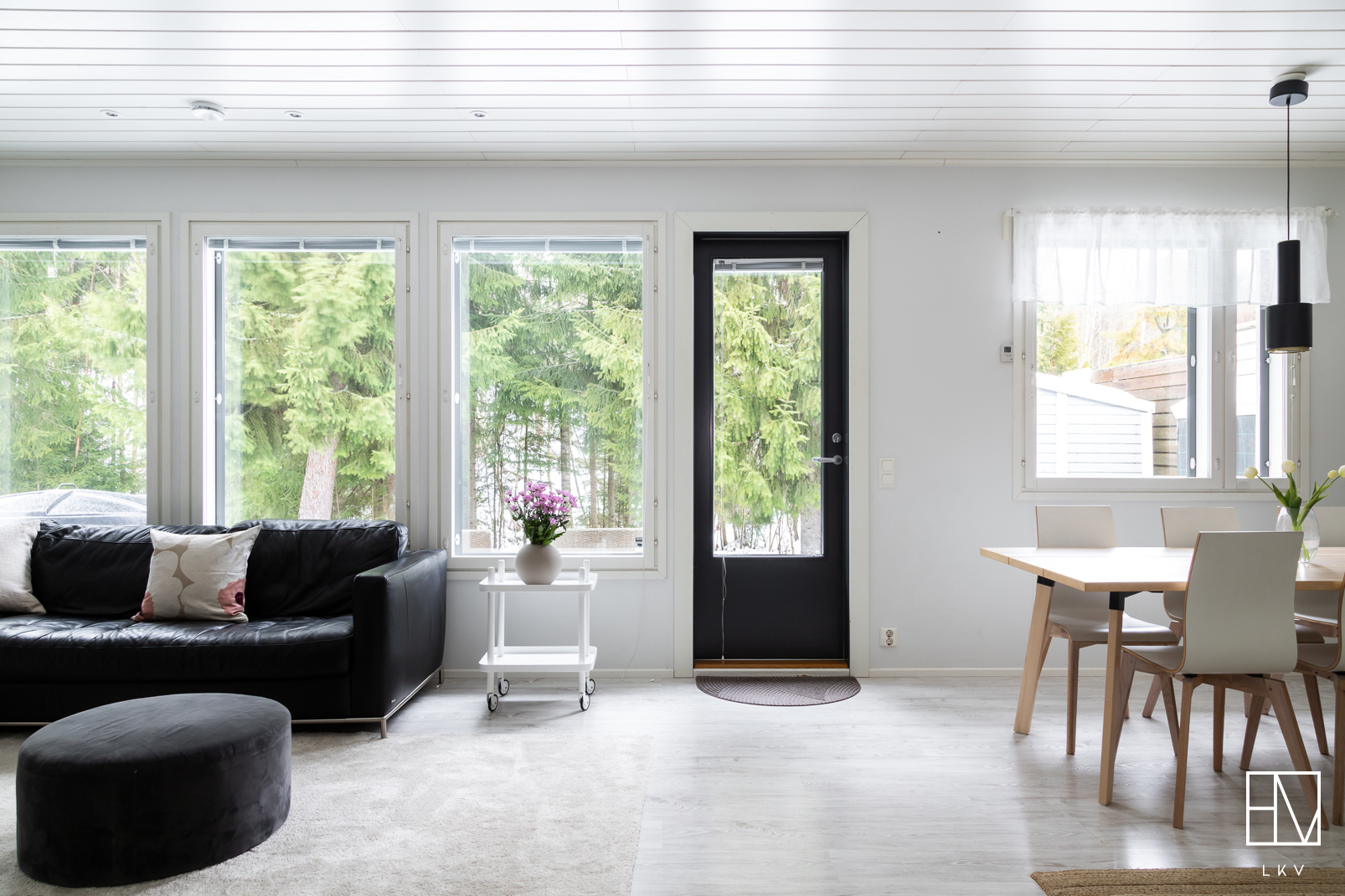 Olohuoneesta käynti takapihalle