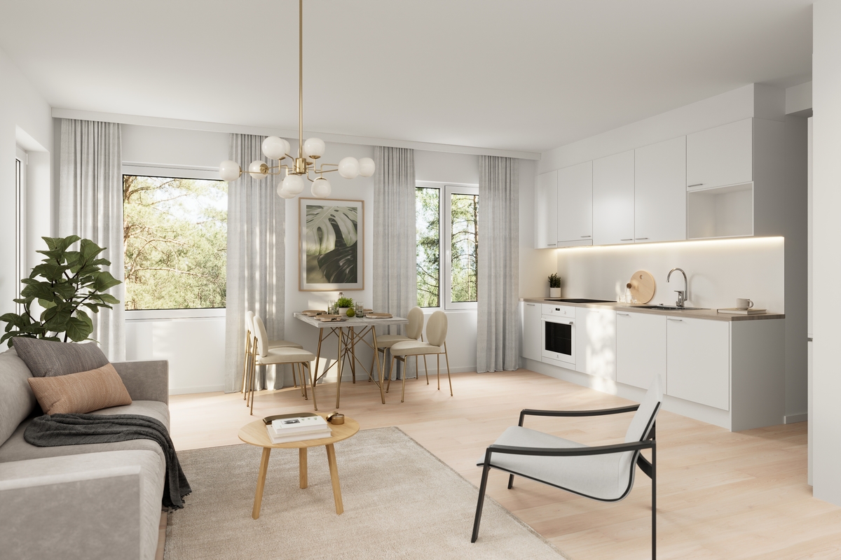 Visualisoitu taiteilijan näkemys huoneistosta